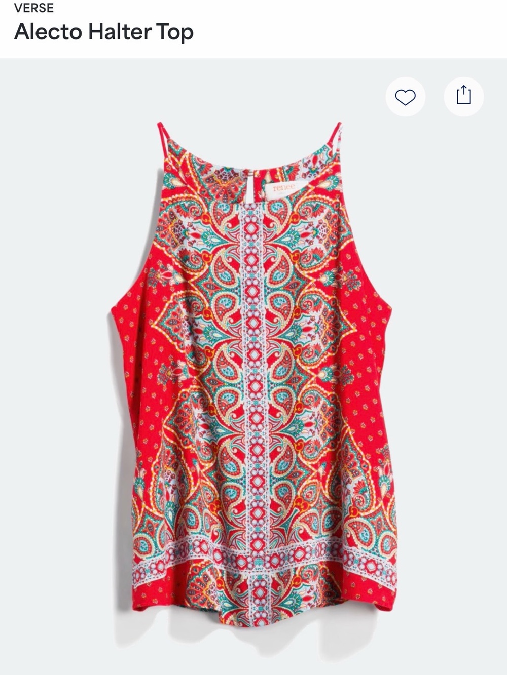 Verse Alecto Halter Tank Top - Red Paisley